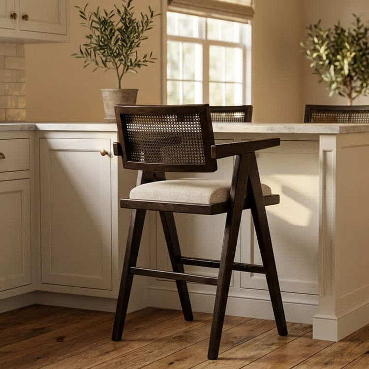 صندلی کانتر حصیری چوب راش