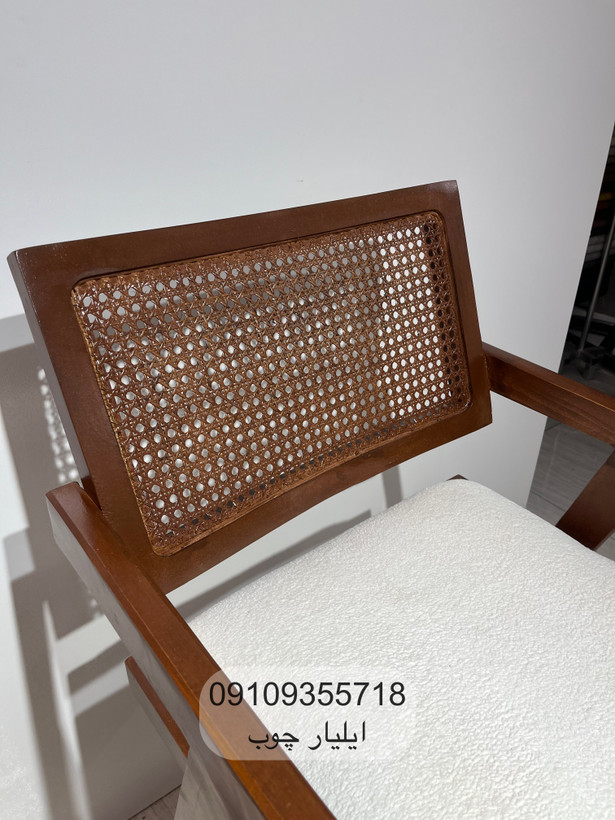 صندلی کانتر حصیری چوب راش