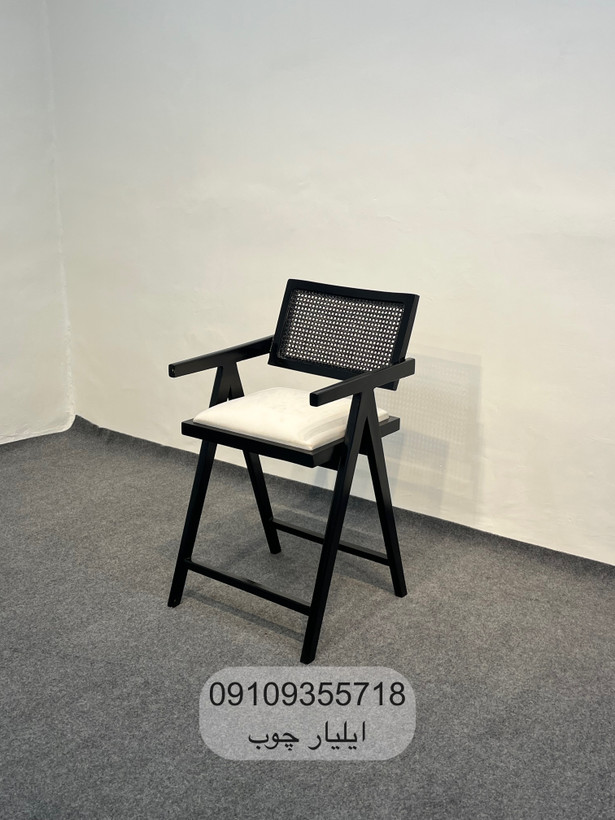 صندلی کانتر حصیری چوب راش