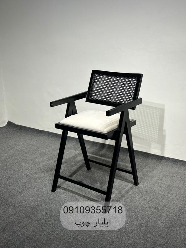 صندلی کانتر حصیری چوب راش