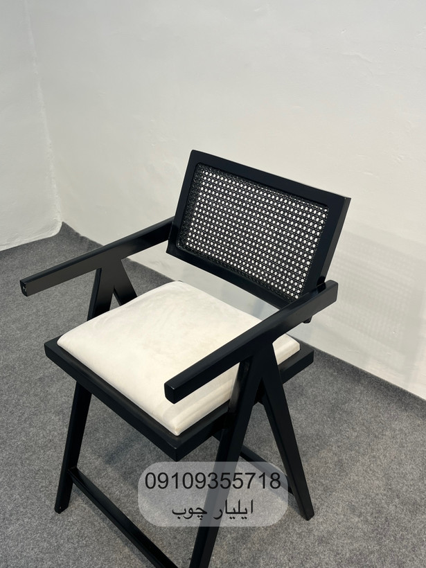 صندلی کانتر حصیری چوب راش